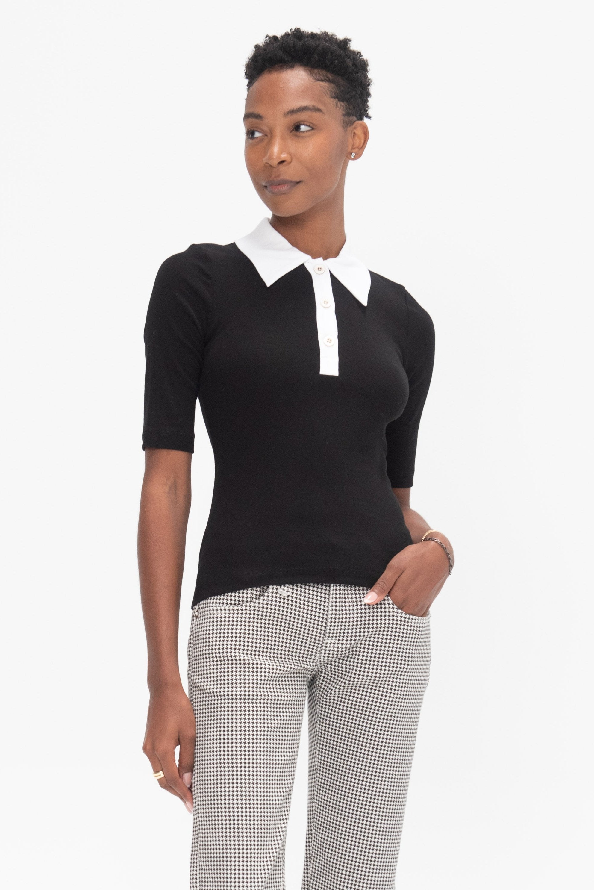 ROSETTA GETTY - Polo T-Shirt, Black & White