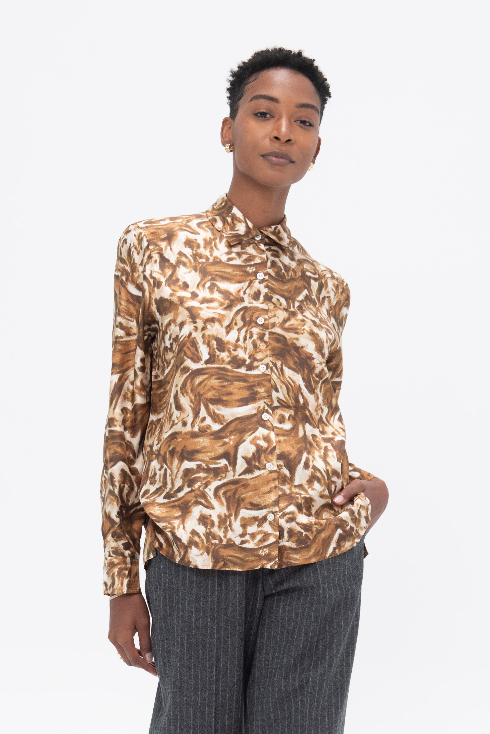 ROSETTA GETTY - Relaxed Shirt, Brown