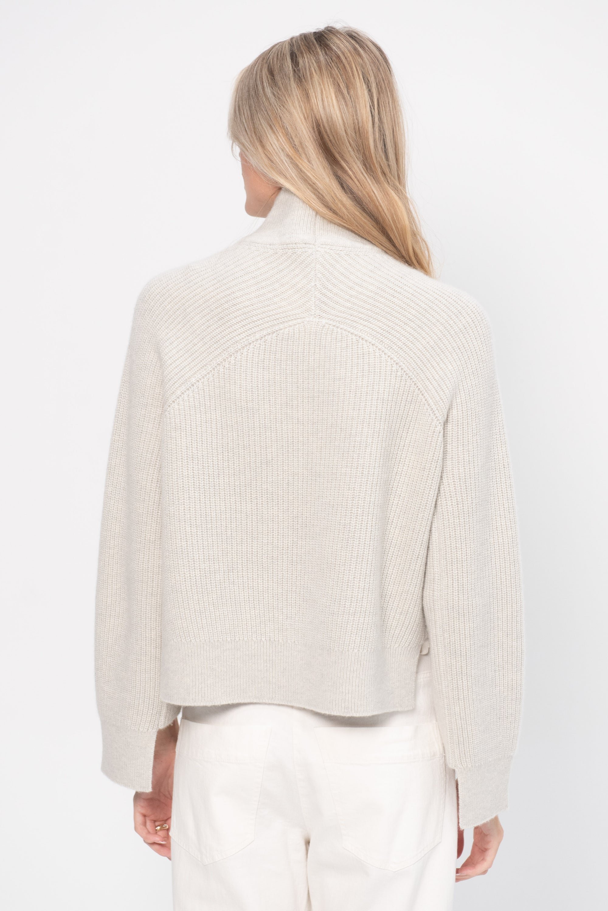 Ribbed Paneled Turtleneck, Fog