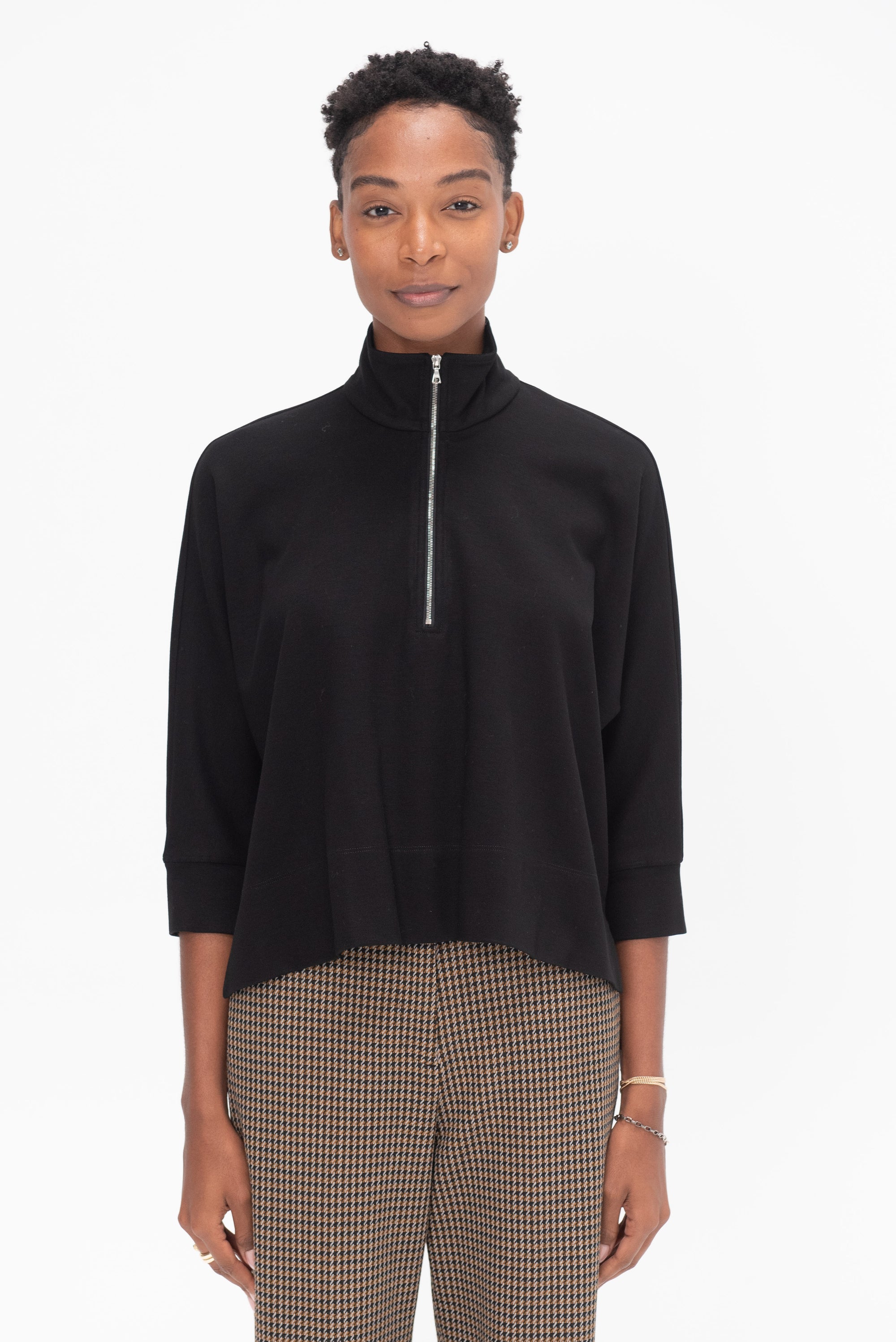 ROSETTA GETTY - Zip-Up Caftan Top, Black