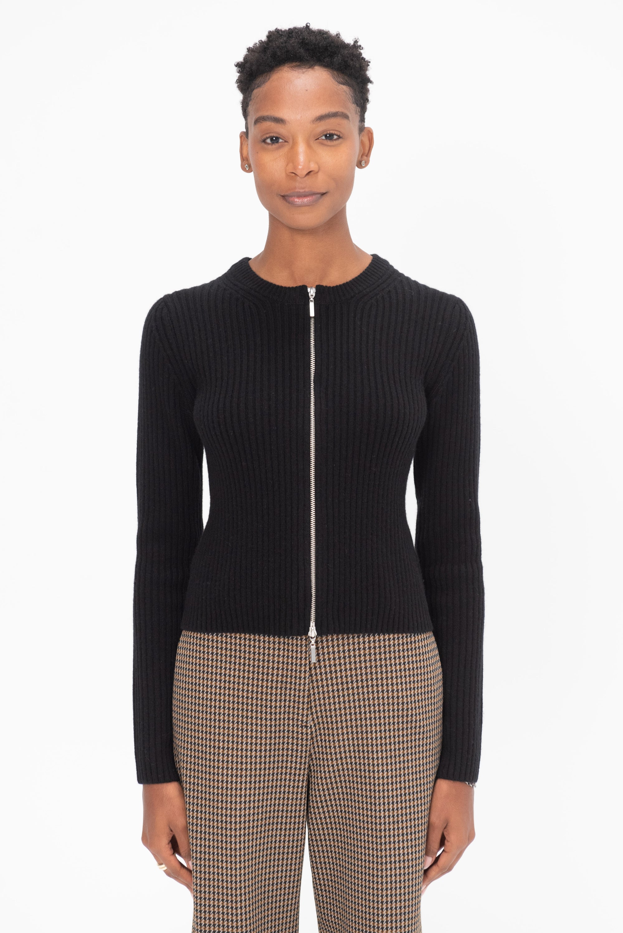 ROSETTA GETTY - Zip Up Cardigan, Black