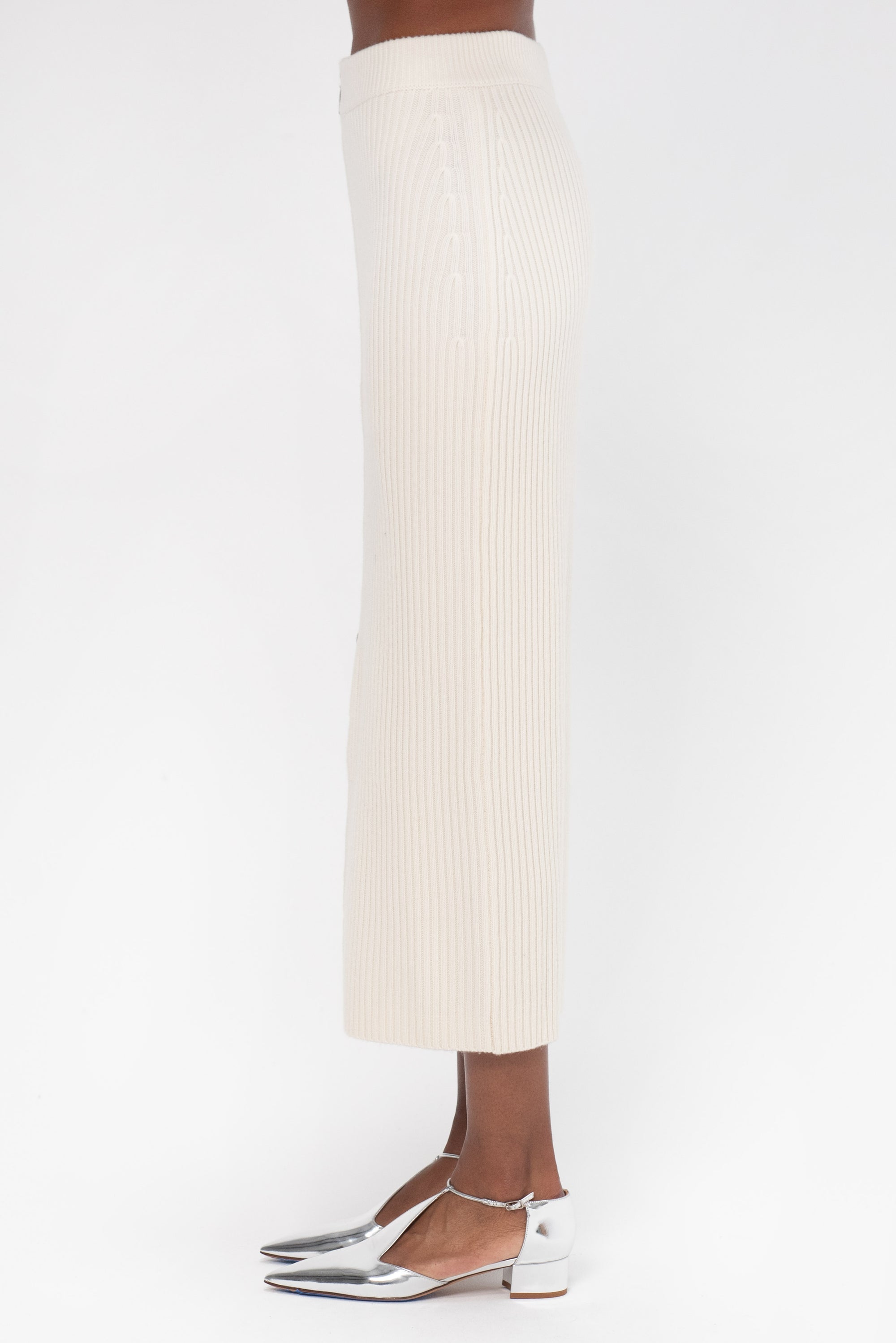 ROSETTA GETTY - Zip-Up Maxi Skirt, Ivory