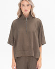 ROSETTA GETTY - Zip Up Oversized Polo Top, Houndstooth