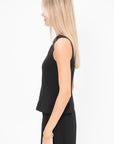 Sleeveless Button Front Top, Black