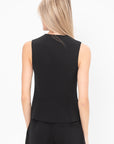 Sleeveless Button Front Top, Black