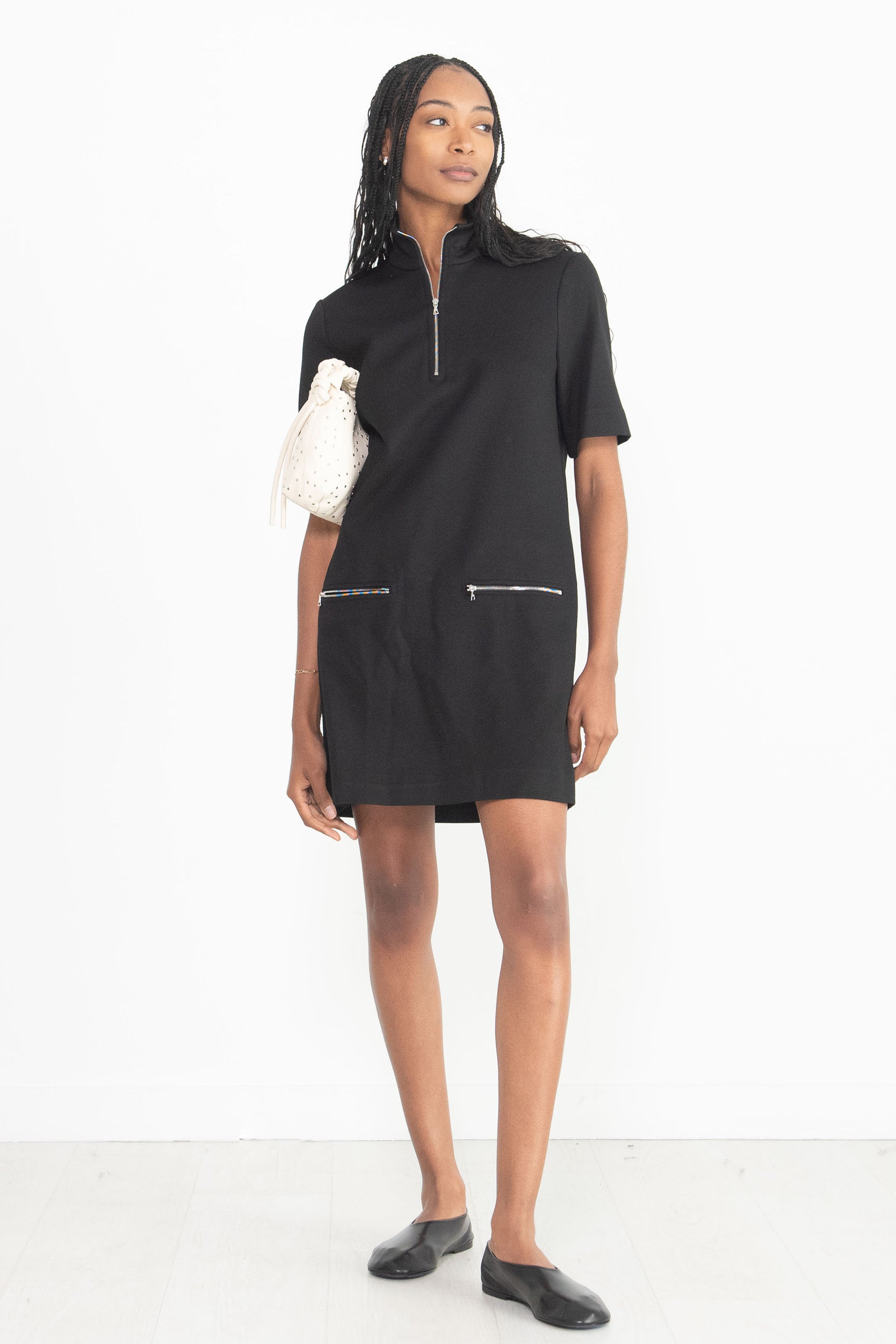 ROSETTA GETTY - Zip Up Shift Dress, Black