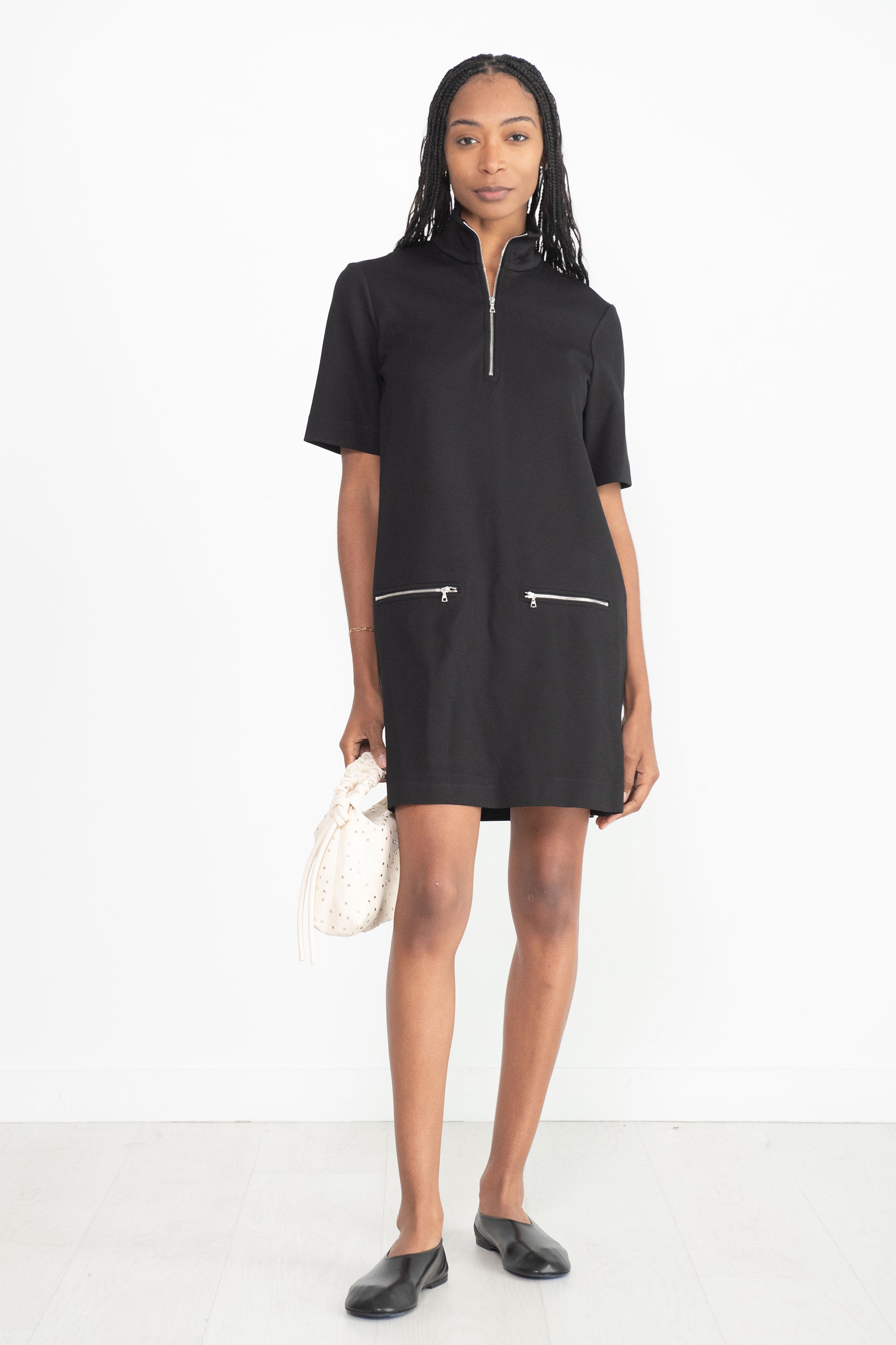 ROSETTA GETTY - Zip Up Shift Dress, Black