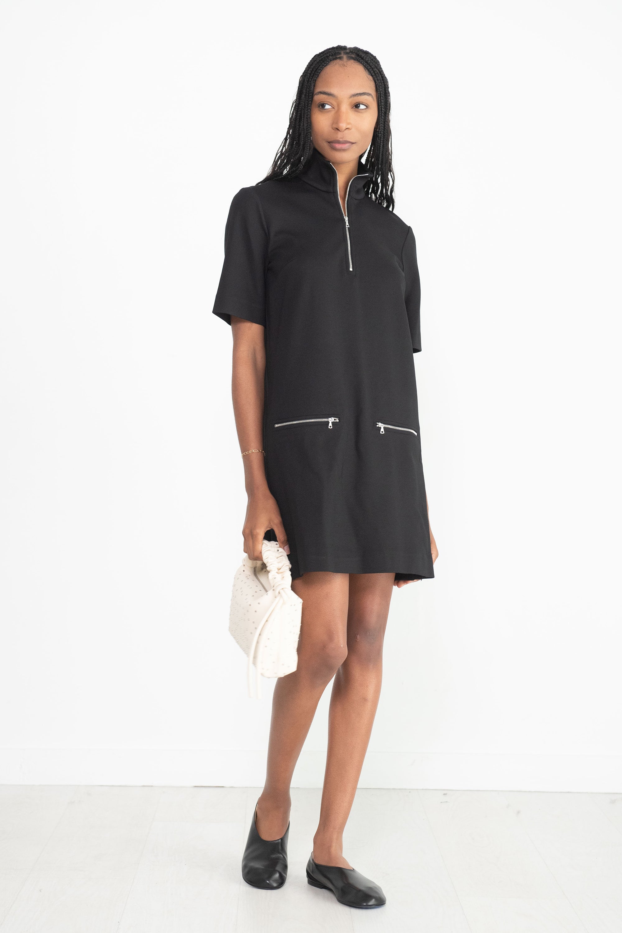 ROSETTA GETTY - Zip Up Shift Dress, Black