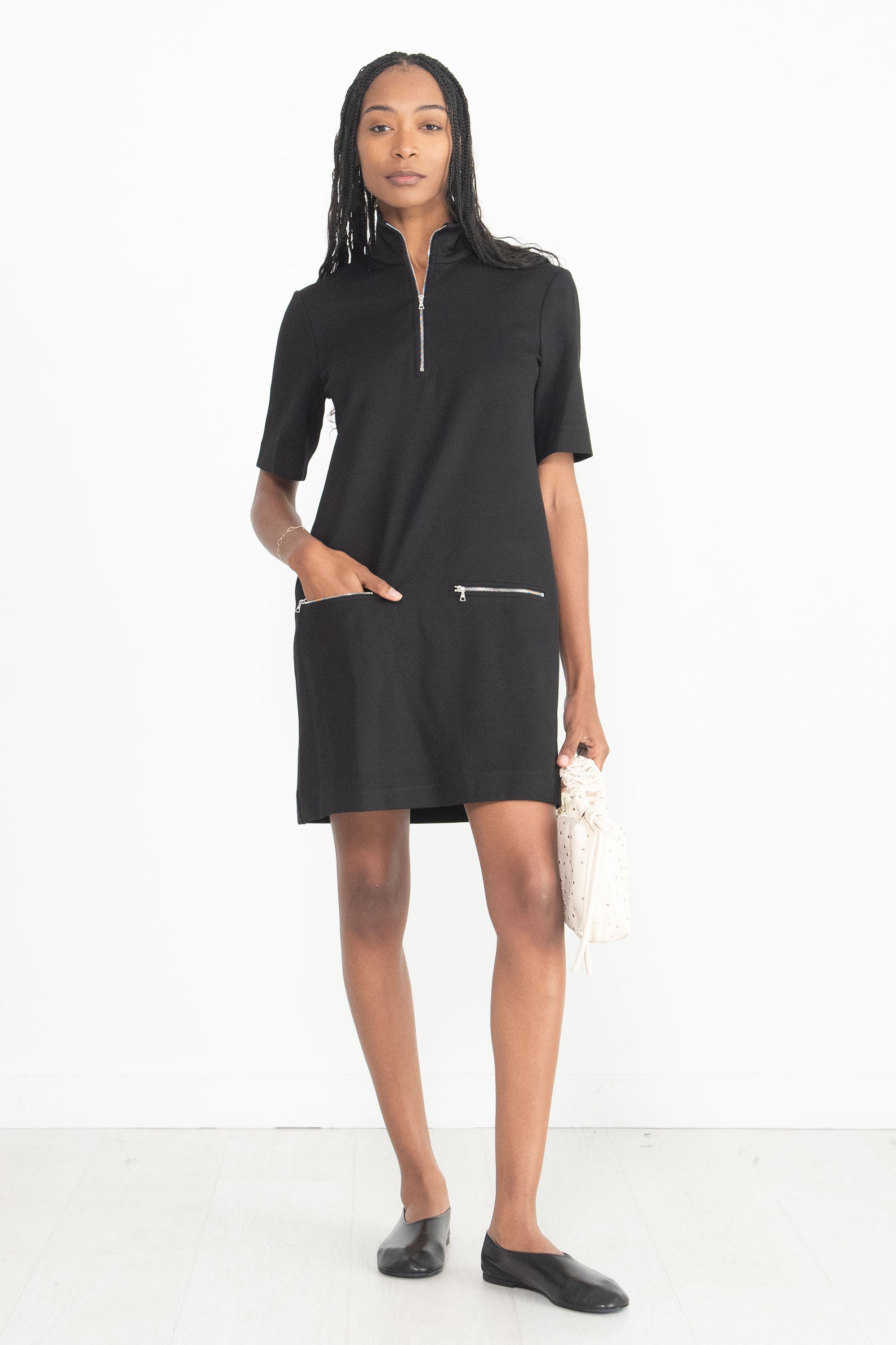 ROSETTA GETTY - Zip Up Shift Dress, Black