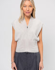 Zipped Sleeveless Cardigan, Ice