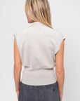 Zipped Sleeveless Cardigan, Ice