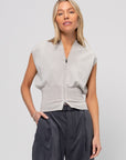 Zipped Sleeveless Cardigan, Ice