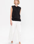 Sleeveless Top Side Buttons, Black