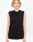 Sleeveless Top Side Buttons, Black