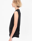 Sleeveless Top Side Buttons, Black