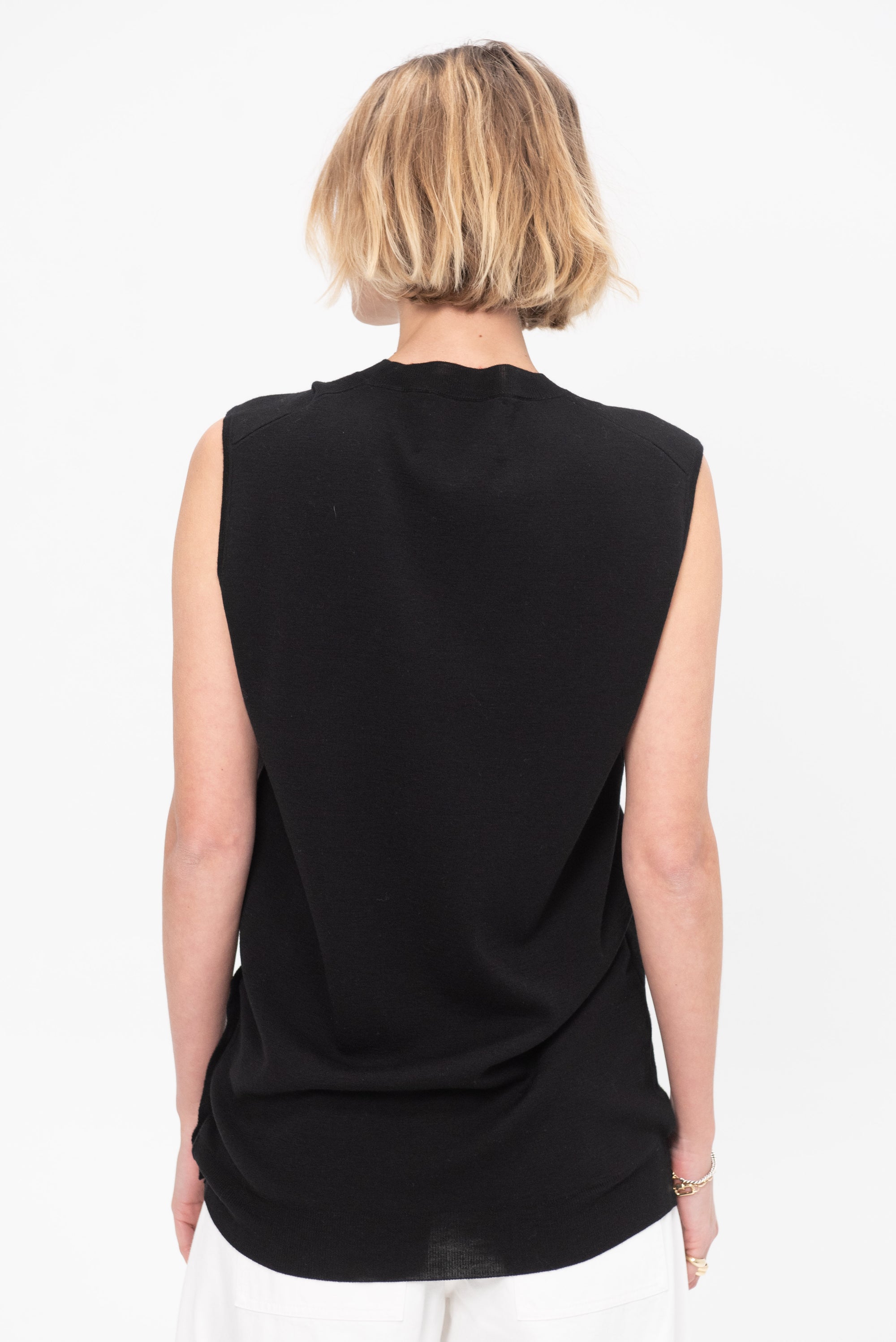 Sleeveless Top Side Buttons, Black