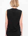 Sleeveless Top Side Buttons, Black