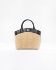 SAVETTE - Small Tondo Tote in Black Raffia