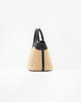 SAVETTE - Small Tondo Tote in Black Raffia