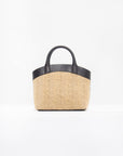 SAVETTE - Small Tondo Tote in Black Raffia