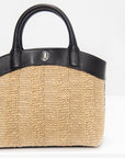 SAVETTE - Small Tondo Tote in Black Raffia