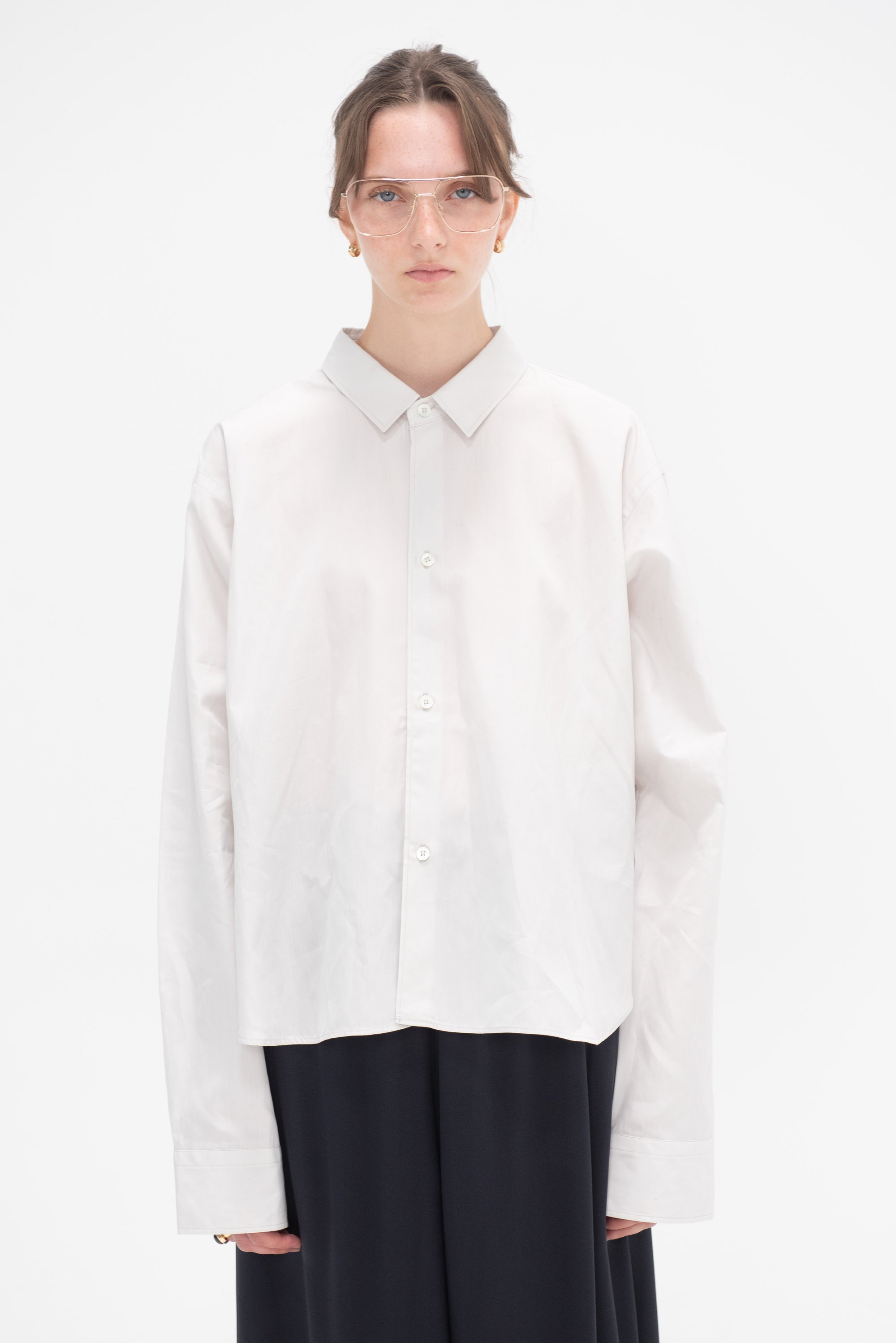 SOFIE D'HOORE - Brit Paper Touch Poplin Shirt, Pearl