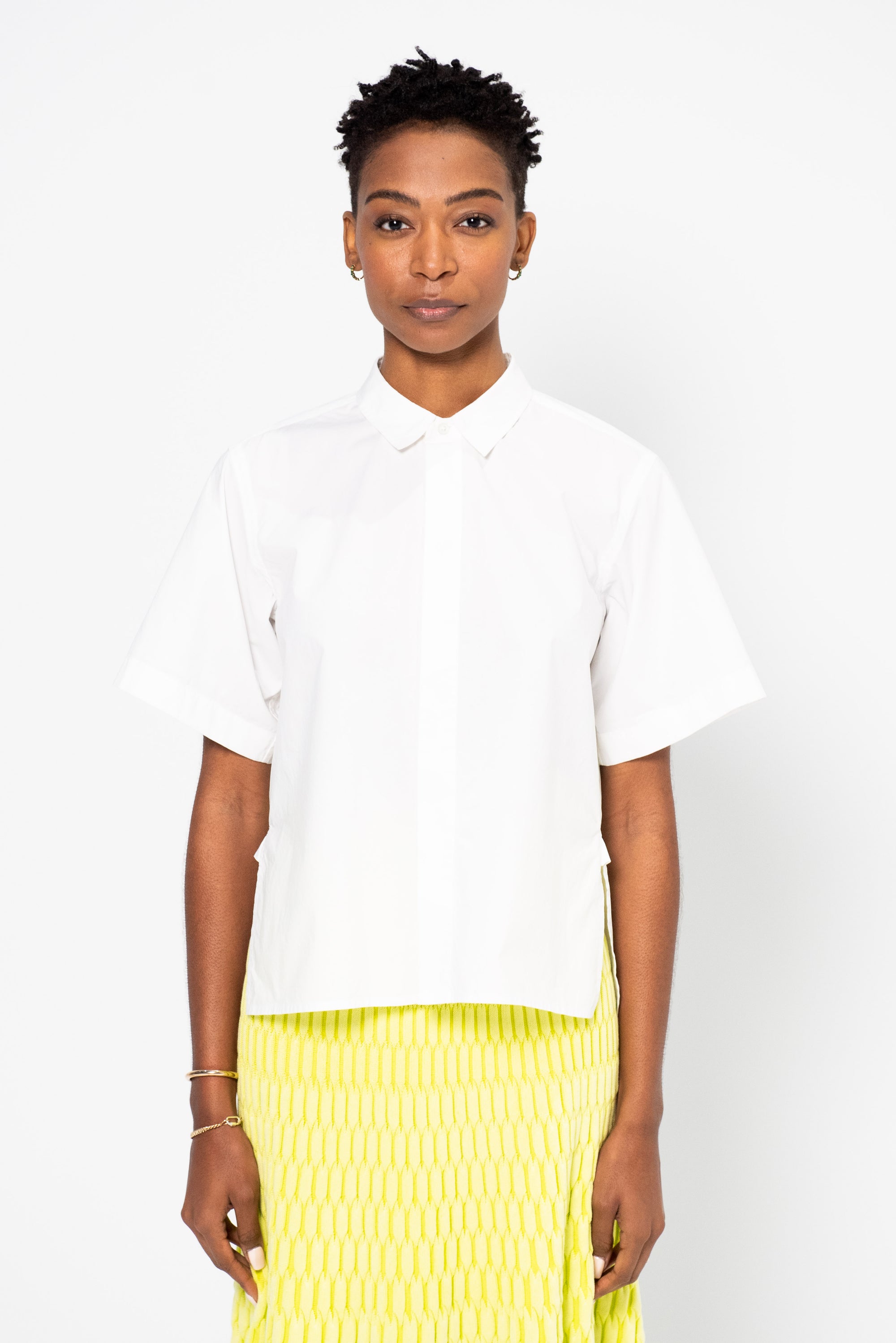 Short Sleeve Button Down Shirt, White