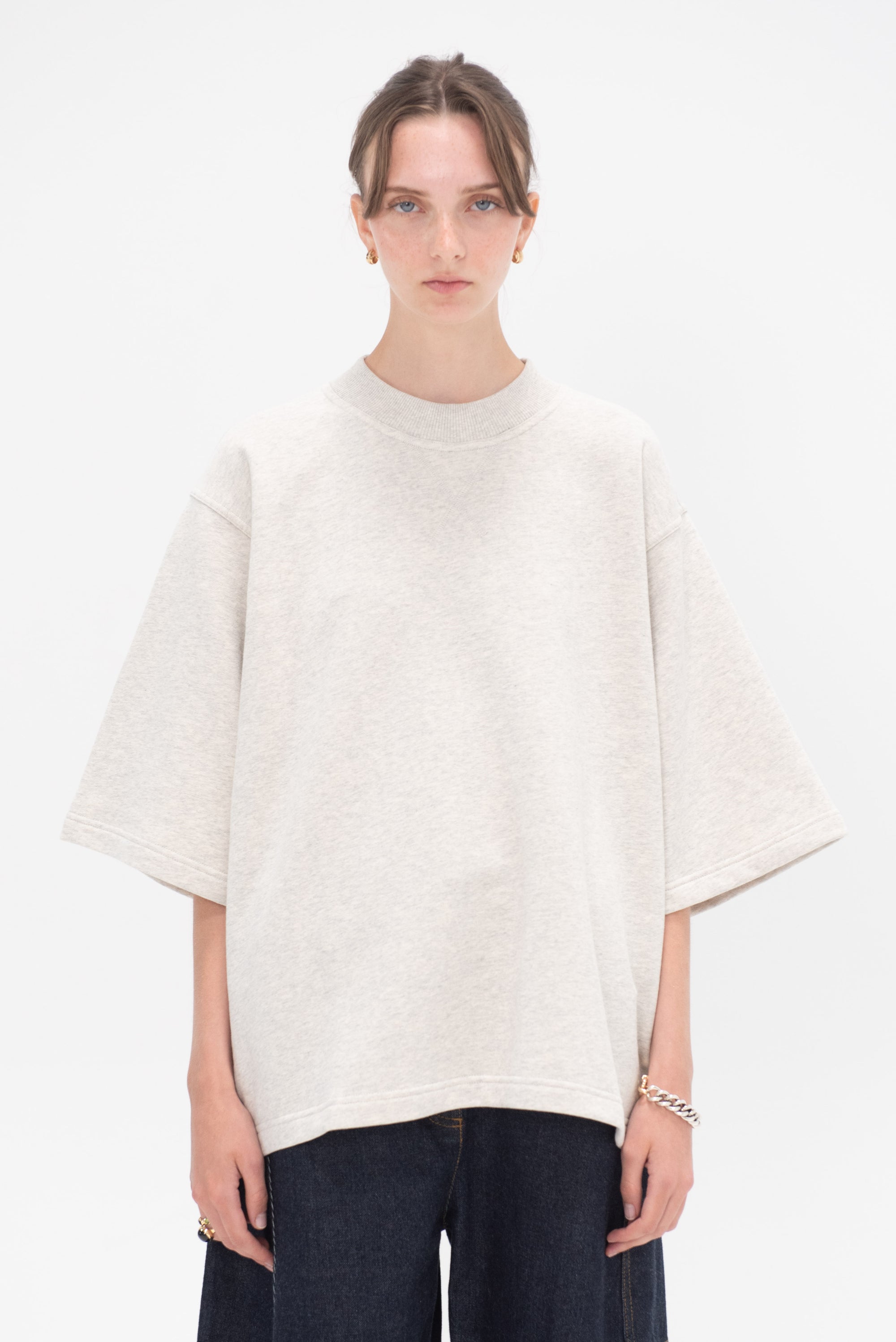 SOFIE D&#39;HOORE - Thebe Short Sleeved Sweatshirt, Pearl Melange