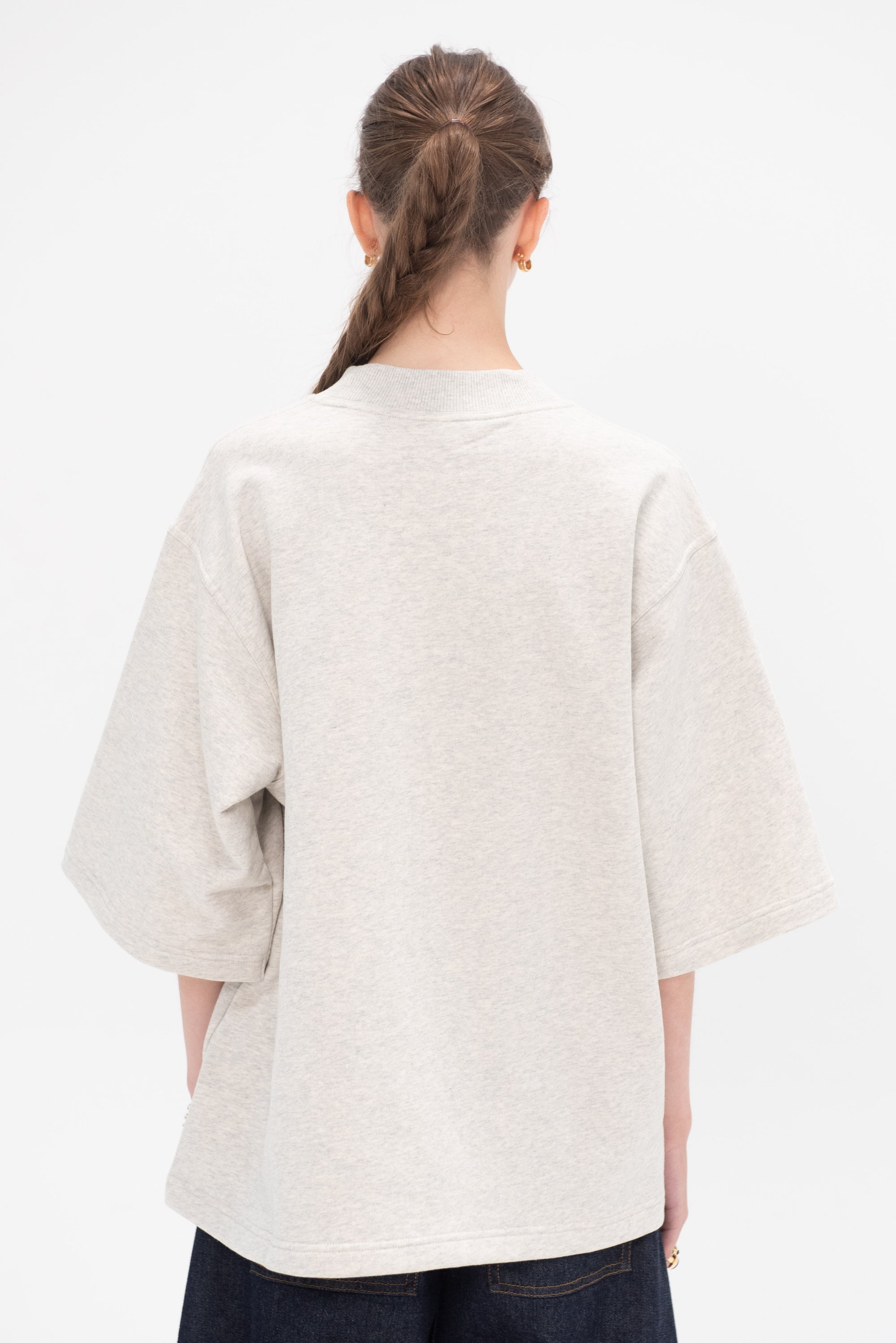 SOFIE D&#39;HOORE - Thebe Short Sleeved Sweatshirt, Pearl Melange