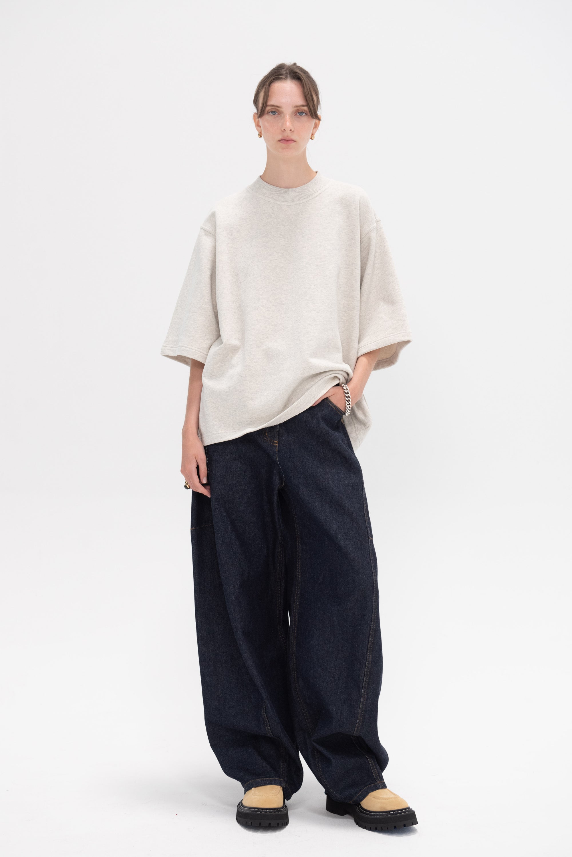 SOFIE D&#39;HOORE - Thebe Short Sleeved Sweatshirt, Pearl Melange