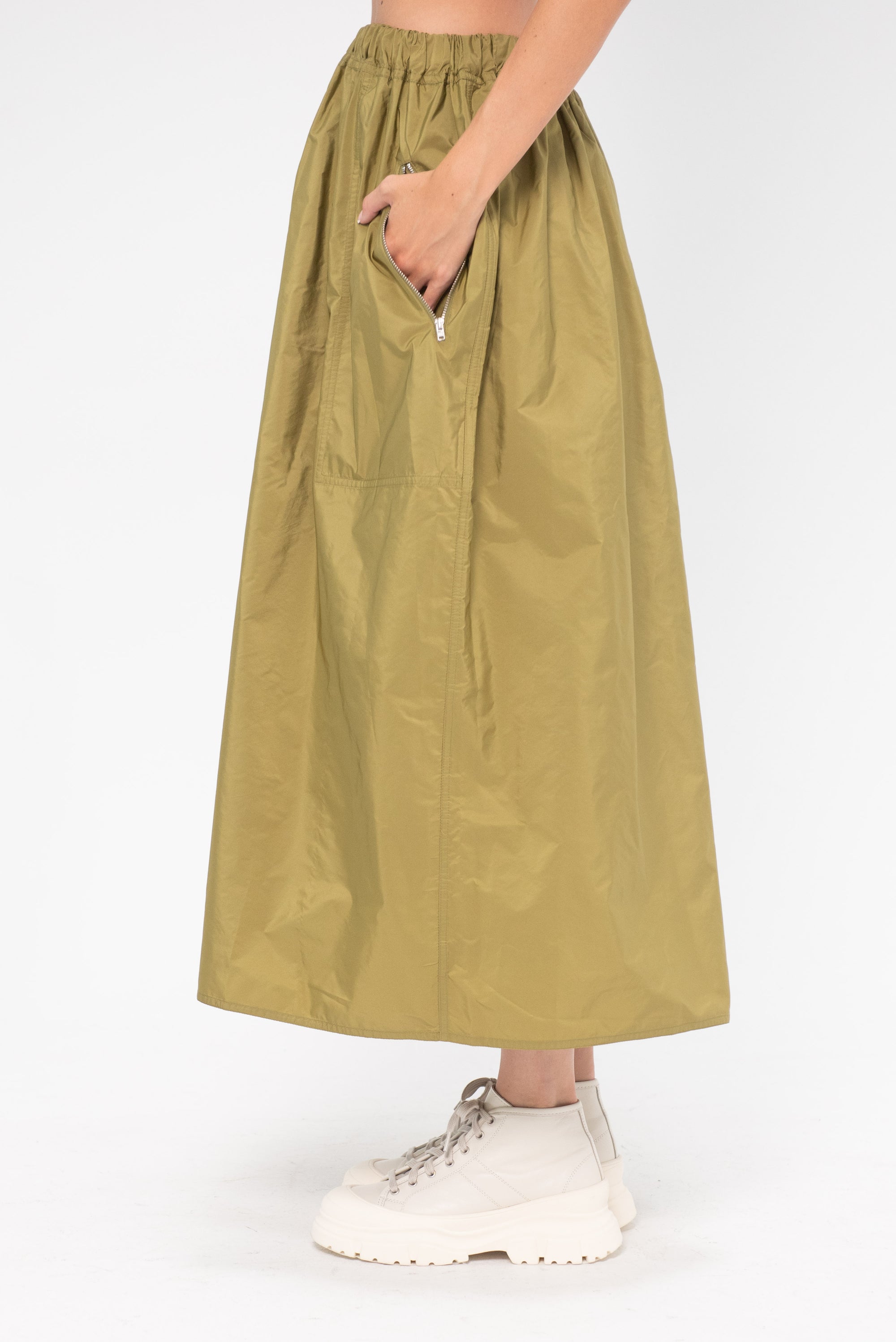 SOFIE D'HOORE - Long Taffeta Skirt, Olive