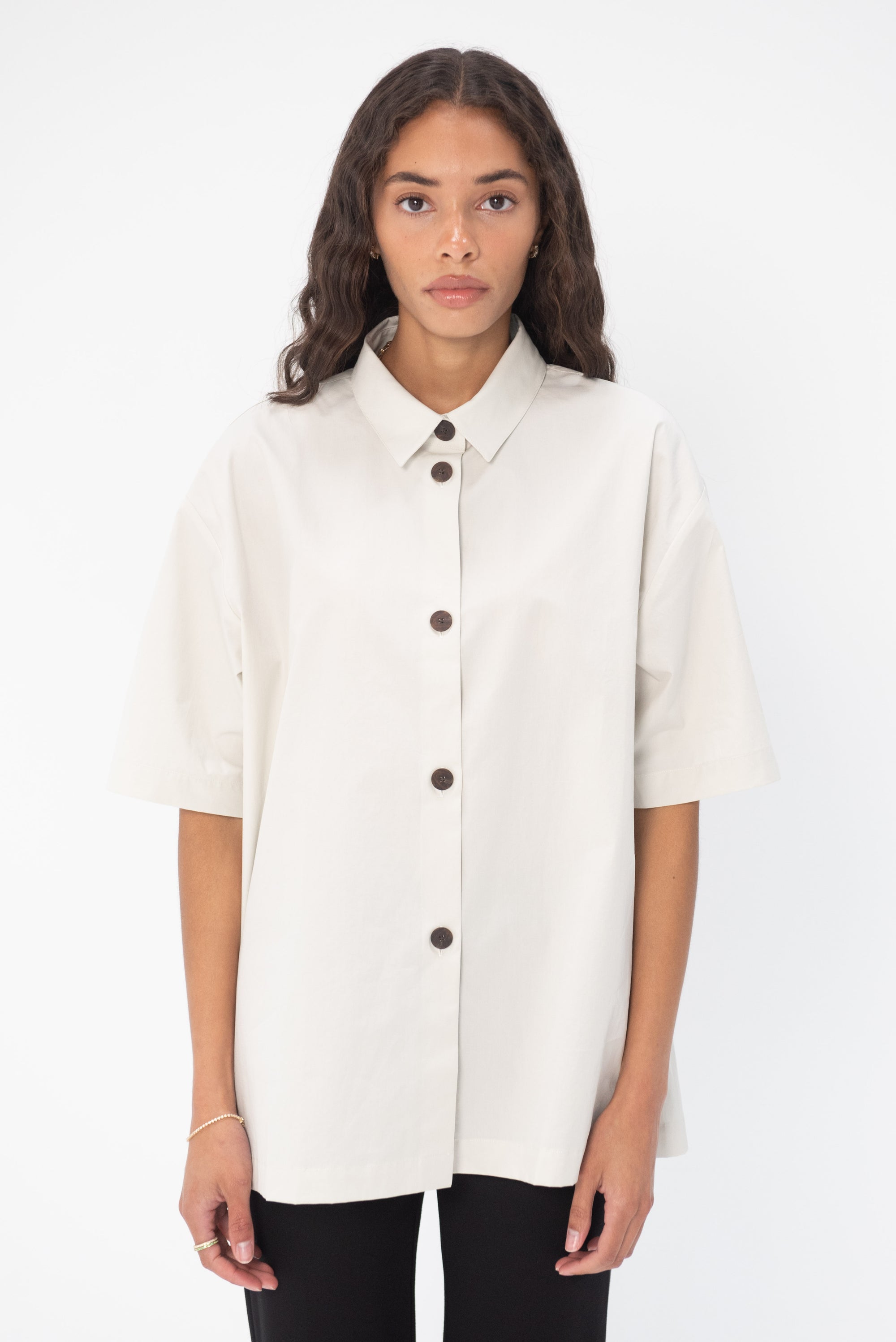 STUDIO NICHOLSON - Lant Short Sleeve Boxy Shirt, Ice