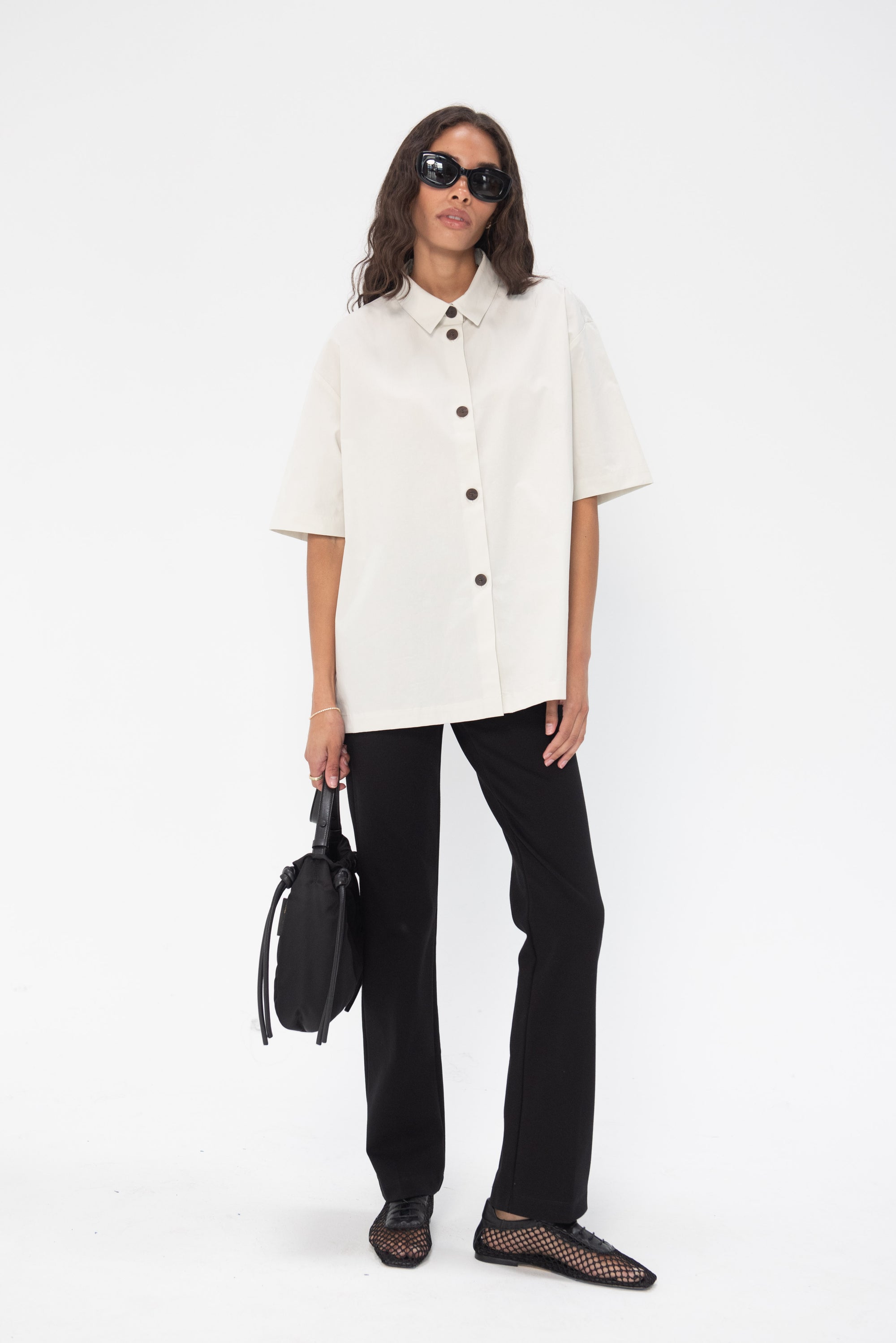 STUDIO NICHOLSON - Lant Short Sleeve Boxy Shirt, Ice