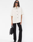 STUDIO NICHOLSON - Lant Short Sleeve Boxy Shirt, Ice