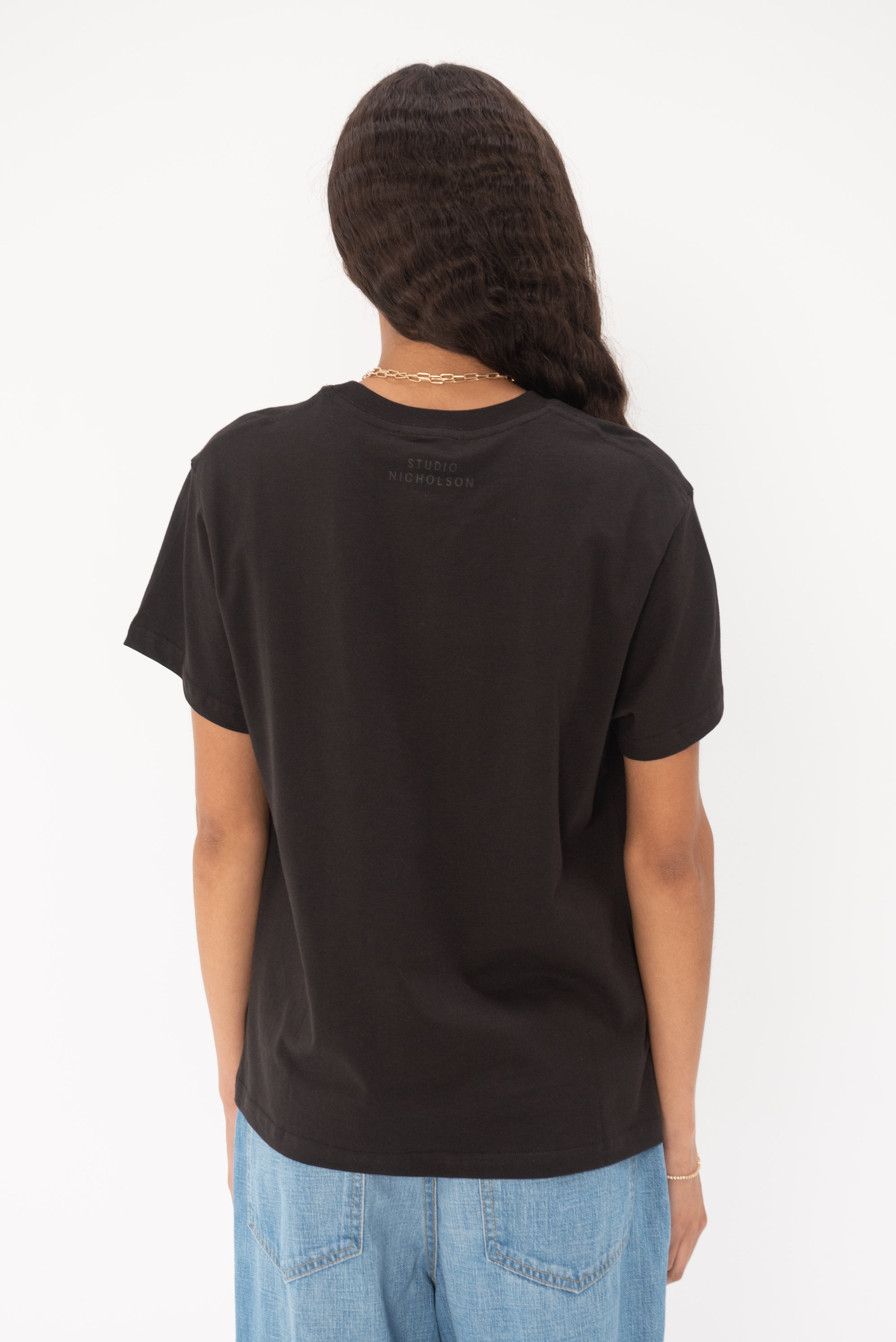 STUDIO NICHOLSON - Marine Perfect Tee, Black Grape