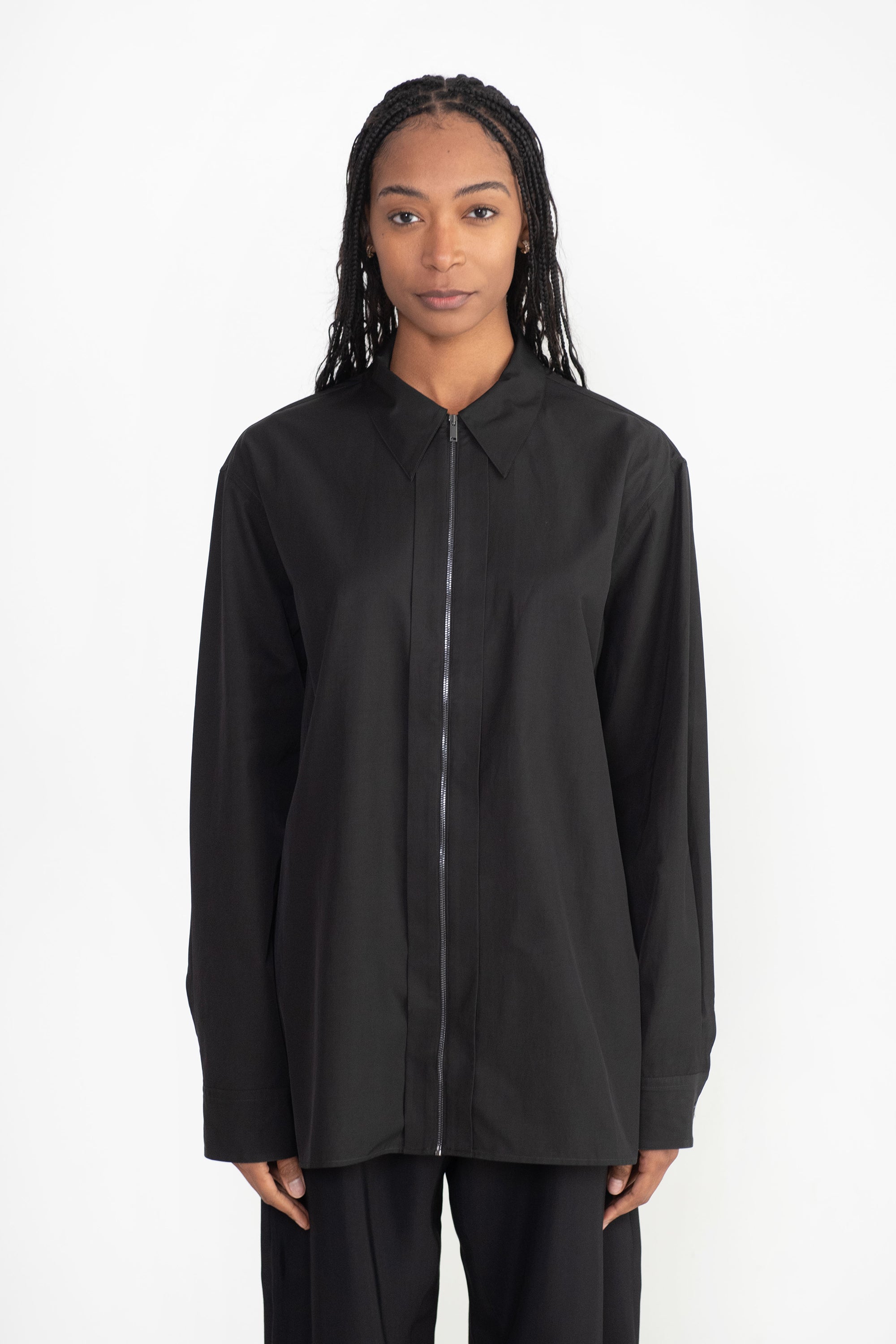 Studio Nicholson Dian Zip Through Shirt, Black – Kick Pleat