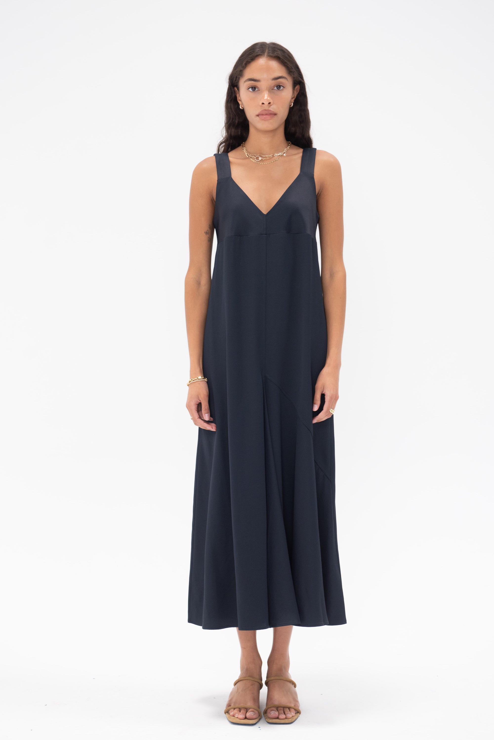 STUDIO NICHOLSON - Wylie Asymmetric Slip Dress, Black Ink