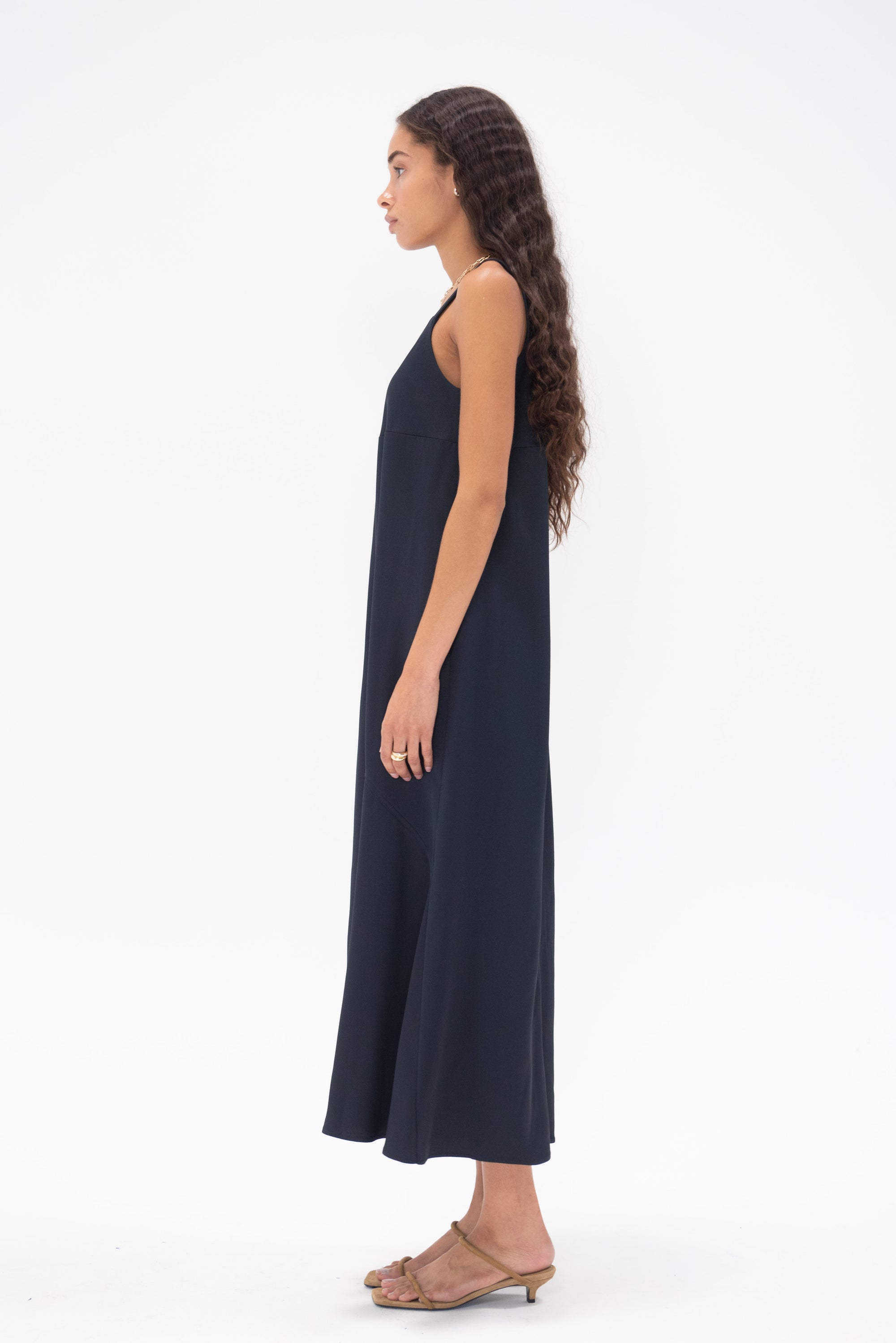 STUDIO NICHOLSON - Wylie Asymmetric Slip Dress, Black Ink