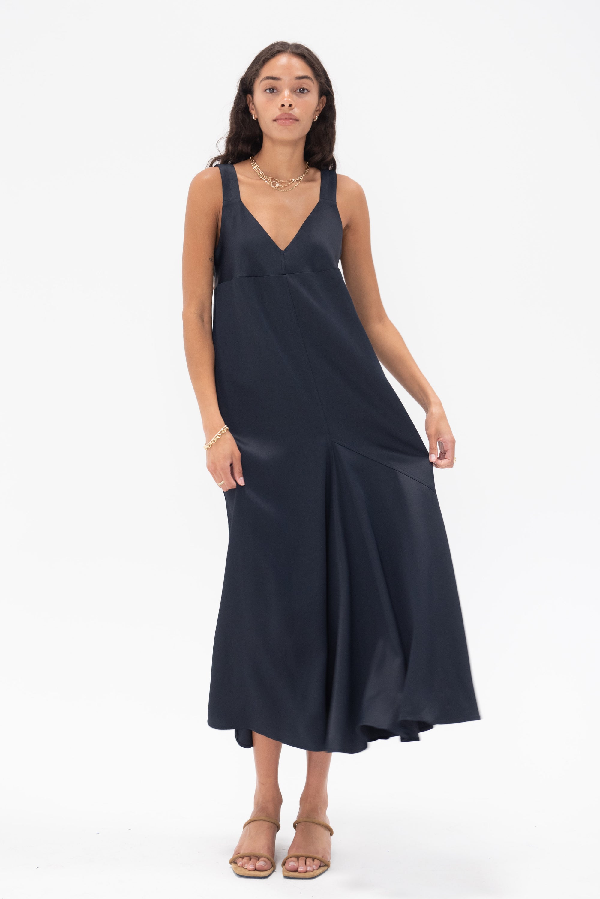 STUDIO NICHOLSON - Wylie Asymmetric Slip Dress, Black Ink