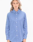 TIBI - Mini Check Shirting Detached Slim Shirt, Blue Multi