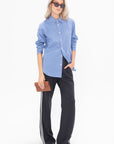 TIBI - Mini Check Shirting Detached Slim Shirt, Blue Multi