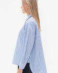 TIBI - Striped Shirting Gabe Oversized Shirt, Blue Multi