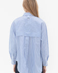 TIBI - Striped Shirting Gabe Oversized Shirt, Blue Multi