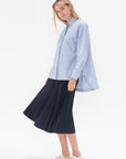 TIBI - Striped Shirting Gabe Oversized Shirt, Blue Multi