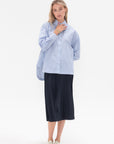 TIBI - Striped Shirting Gabe Oversized Shirt, Blue Multi