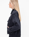 Bio Twill Bomber Jacket With Removable Corduroy Collar, Navy