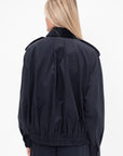 Bio Twill Bomber Jacket With Removable Corduroy Collar, Navy