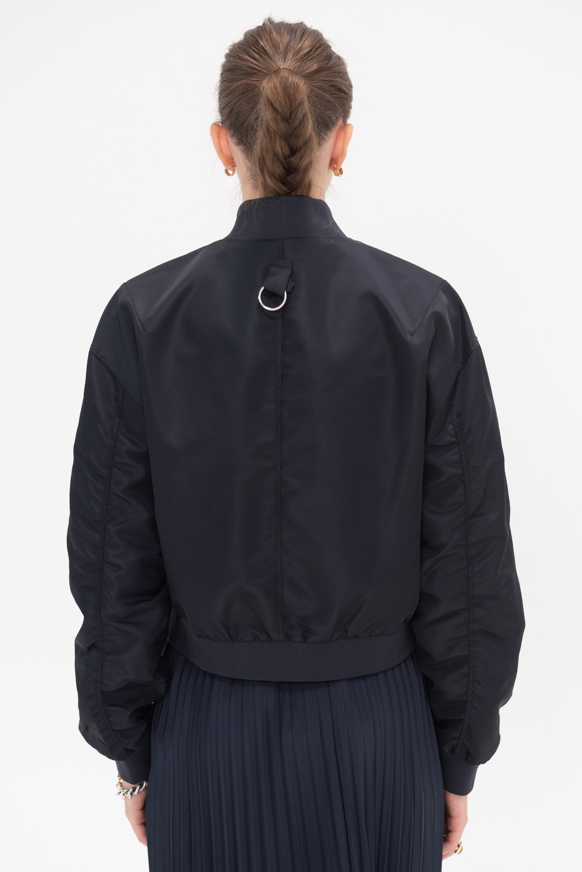 TIBI - Eco Nylon Cropped Bomber, Midnight Navy