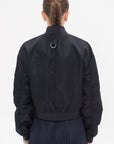 TIBI - Eco Nylon Cropped Bomber, Midnight Navy