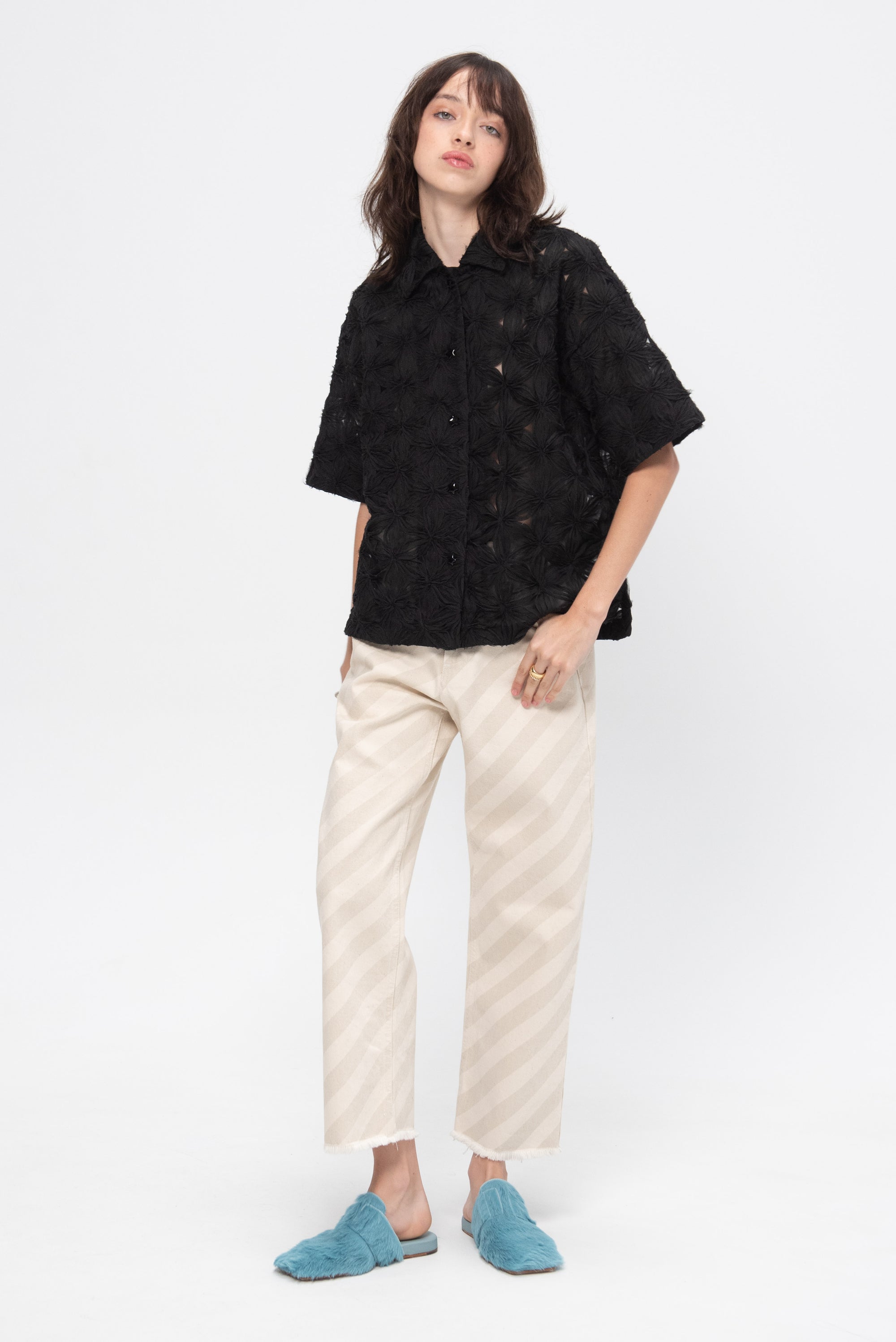 Trousers 5 Pocket Boyfriend Fit, Bone